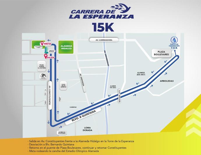 Ruta 15 km carrera de al esperanza