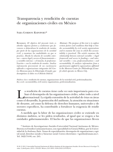 Transparencia y rendición de cuentas de organizaciones civiles en México