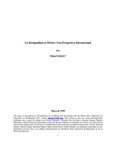 La desigualdad en México: Una perspectiva internacional