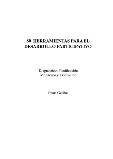 80 herramientas para el desarrollo participativo