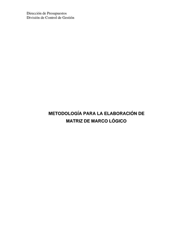 Metodología para la elaboración de matriz de marco lógico