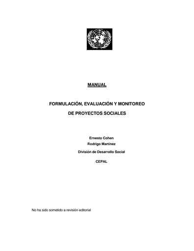 Formulación, evaluación y monitoreo de proyectos sociales