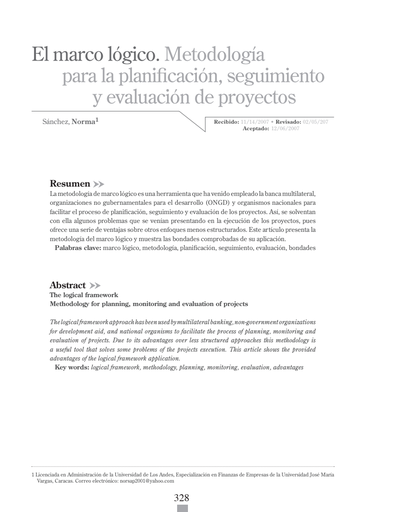 El marco lógico. Metodología para la planificación, seguimiento y evaluación de proyectos