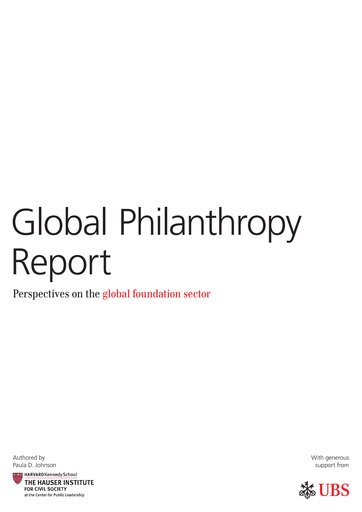 Global philanthropy report. Perspectives on the global foundation sector